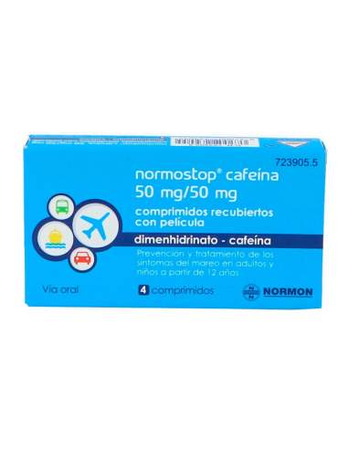 NORMOSTOP CAFEINA 50 mg/50 mg 4 COMPRIMIDOS RECUBIERTOS